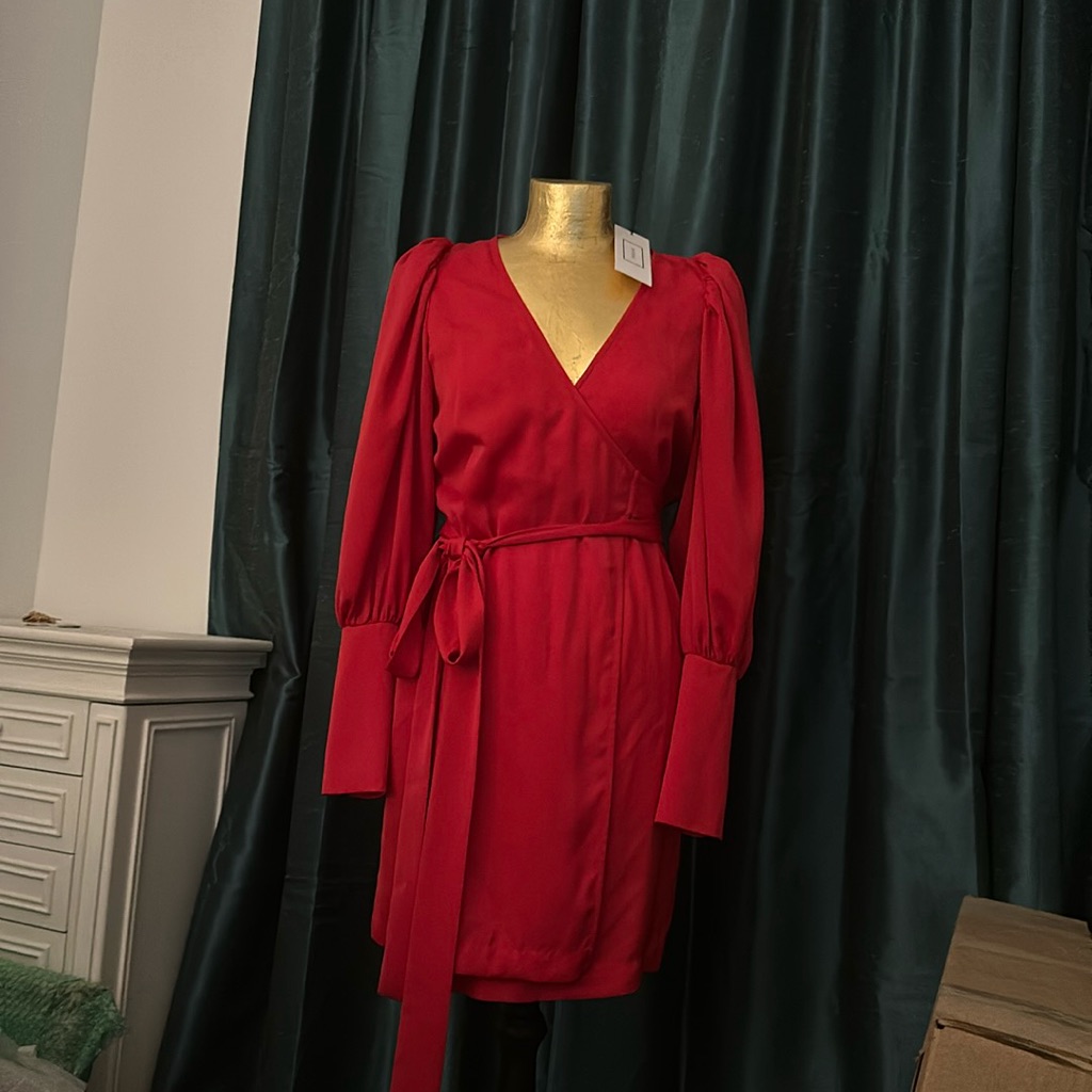 Beautiful Red Wrap Dress. Perfect For Any Formal Occasion.